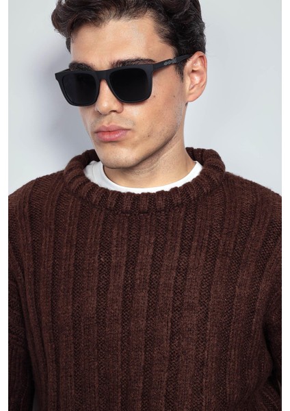 Erkek Oversize Kalın Fitilli Triko Kazak Kahve indirimleri