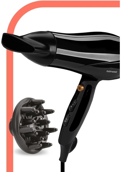 Profesyonel 2400W Katlanabilir Difüzörlü Saç Kurutma Makinesi, Siyah