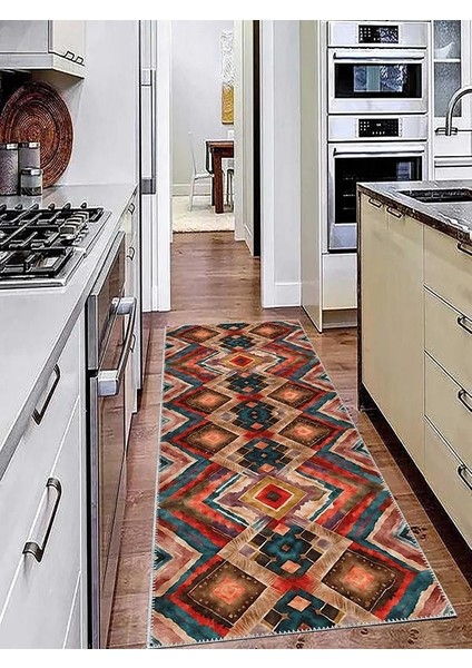 , Makinede Yıkanabilir, Kaymaz Taban, Dijital Baskı, Çok Renkli, Salon Halısı, Oturma Odası Halısı, Mutfak Halısı ve Yolluk