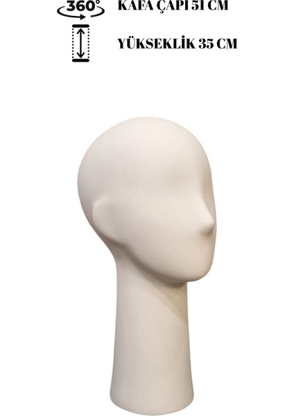 Beyaz Renk Polyester Kafa Mankeni Aksesuar Mankeni Şapka Mankeni Peruk Mankeni
