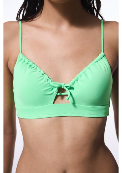Yeşil Balenli Sabit Askılı Bikini Üstü