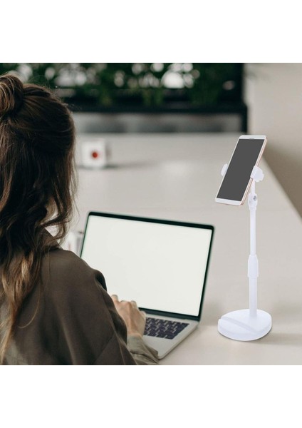 Masa Üstü Tablet ve Telefon Tutucu Plastik Aparat Beyaz Telefon Standı (5263) fırsatları