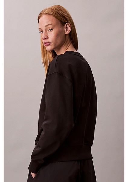 Kadın Regular Kalıp Bisiklet Yaka Sweatshirt - Siyah fiyatları