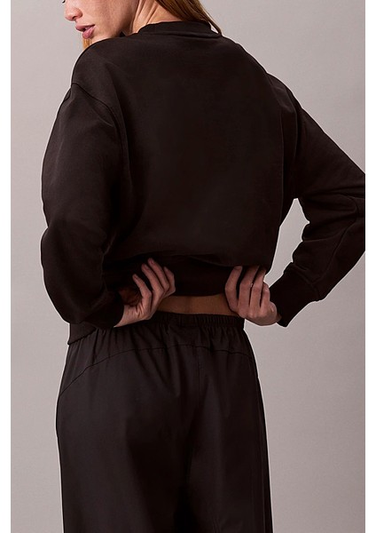 Kadın Regular Kalıp Bisiklet Yaka Sweatshirt - Siyah fırsatları