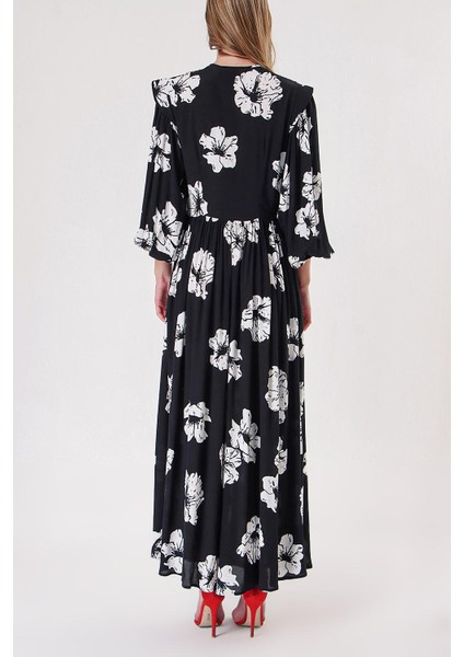 Siyah Balon Kollu Pens Detaylı Elbise 94234 fırsatları