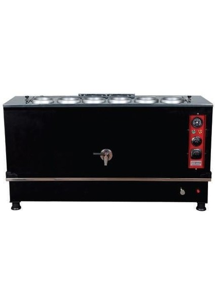 Pro Kompakt Full Otomatik Çay Makinası 6 Demlikli 60 Litre Siyah Elektrikli Tüplü