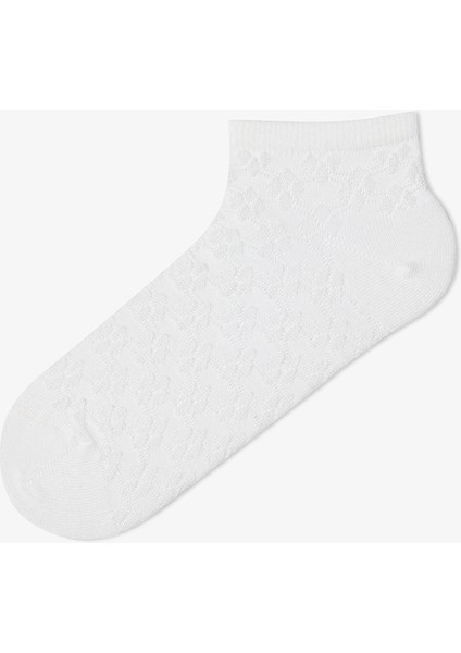 5 Çift Pamuklu Kendinden Desenli Patik Çorap