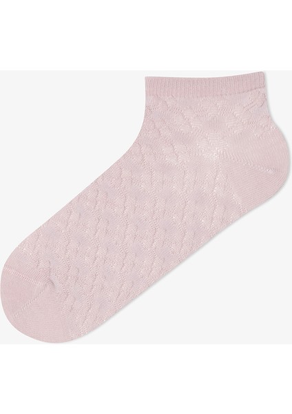 5 Çift Pamuklu Kendinden Desenli Patik Çorap