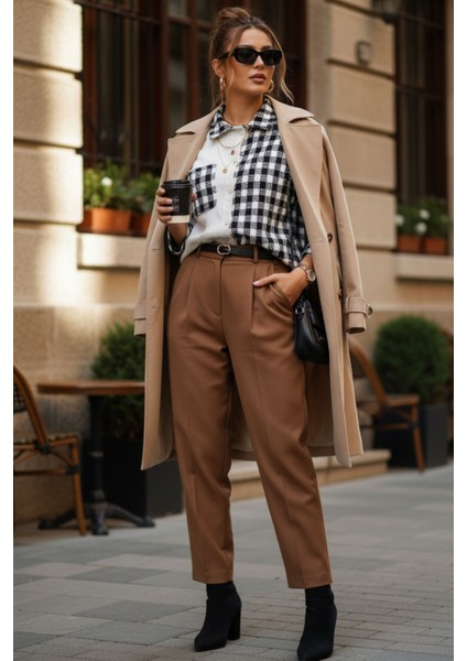 Kadın Siyah Oversize Fit Ekoseli Desenli Uzun Kollu %100 Pamuk Gömlek, Ceket, Kadın Oduncu Gömlek