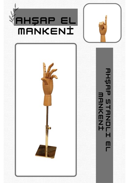 Gold Özel Standlı Yükseklik Ayarlı Eskiz Ahşap Model El Mankeni