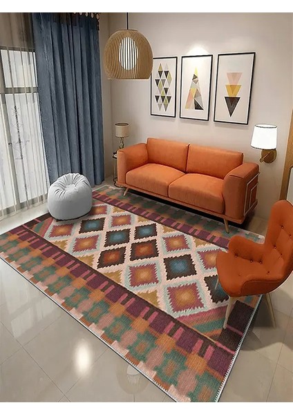 , Makinede Yıkanabilir, Kaymaz Taban, Dijital Baskı, Çok Renkli, Salon Halısı, Oturma Odası Halısı, Mutfak Halısı ve Yolluk