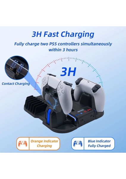 Pg-Tech GP-521 Ps5 Slim Disk/ps5 Slim Dijital Uyumlu Multifonksiyonel Soğutucu Fan Şarj Stand