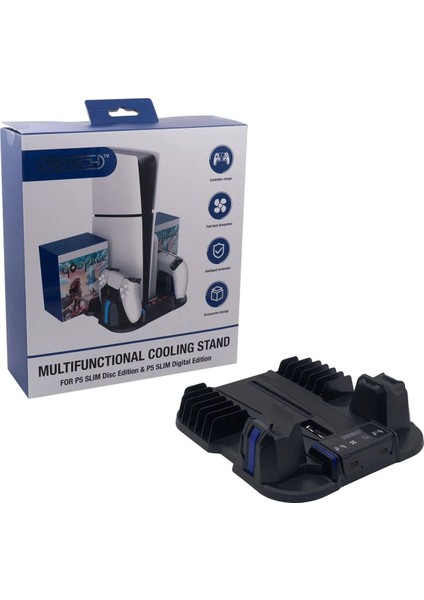 Pg-Tech GP-521 Ps5 Slim Disk/ps5 Slim Dijital Uyumlu Multifonksiyonel Soğutucu Fan Şarj Stand