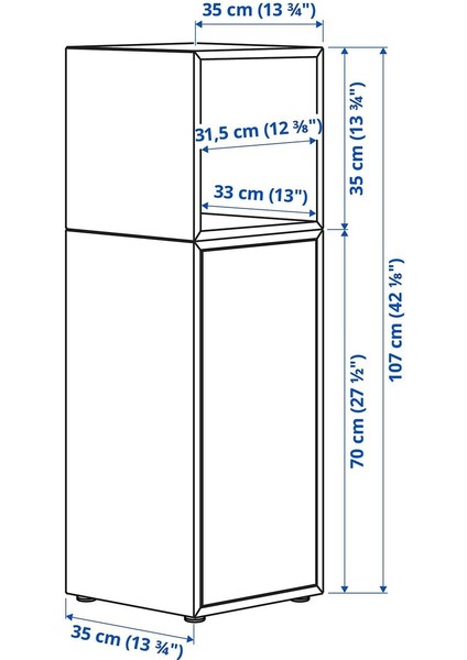 Dolap Kombinasyonu, Beyaz-Ağartılmış Meşe Görünümlü, 35X35X107 Cm, Kapaklı fırsatları