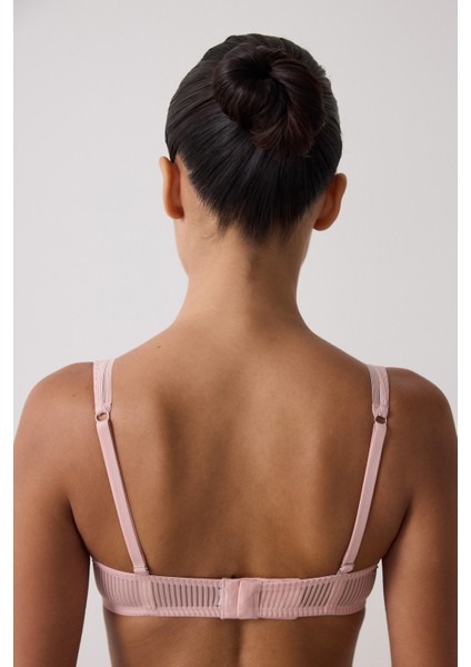 Açık Gül Kurusu Pureness Çizgili Balenli Dolgusuz Sütyen