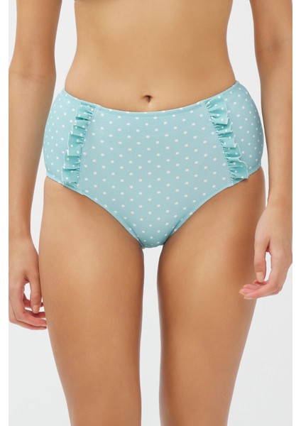 Mint Yeşili Nora High Ruffle Bikini Altı