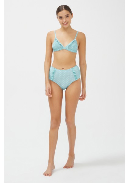 Mint Yeşili Nora High Ruffle Bikini Altı