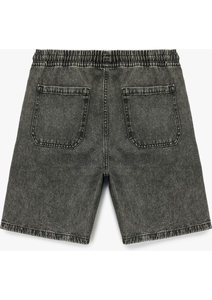 Beli Bağcıklı Pamuklu Cep Detaylı Baggy Jean Şort fiyatları