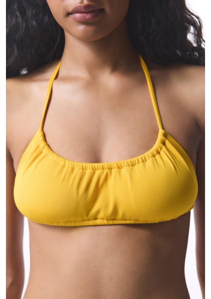 Marıgold Minimal Kesim Sarı Bandeau Bikini Üstü