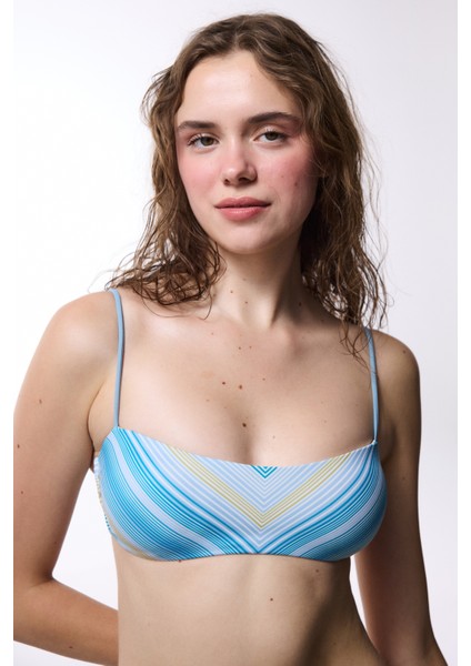 Çizgili Renkli Nell Bandeau Bikini Üstü