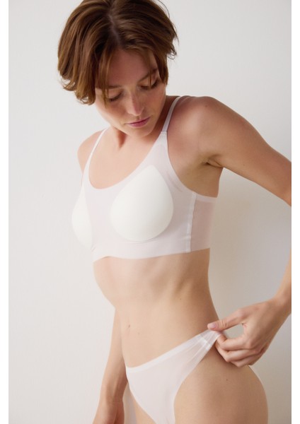 Ekru Zero Gram Balensiz Dikişsiz Push Up Bralet