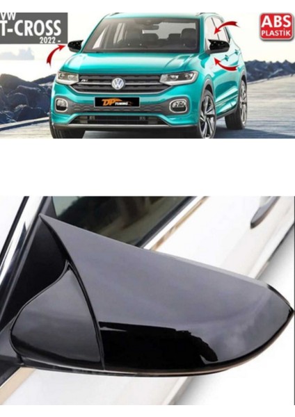 Volkswagen T-Cross 2017 ve Sonrası Batman Yarasa Ayna Kapağı Takım Piano Black