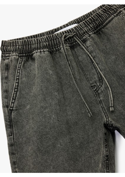 Beli Bağcıklı Pamuklu Cep Detaylı Baggy Jean Şort modelleri