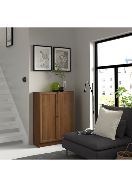 Kapaklı Kitaplık, Kahverengi Ceviz Görünüm, 80X30X106 cm modelleri