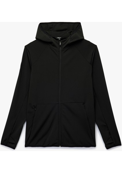 Slim Fit Uzun Kollu Fermuarlı Cep Detaylı Kapşonlu Spor Sweatshirt modelleri