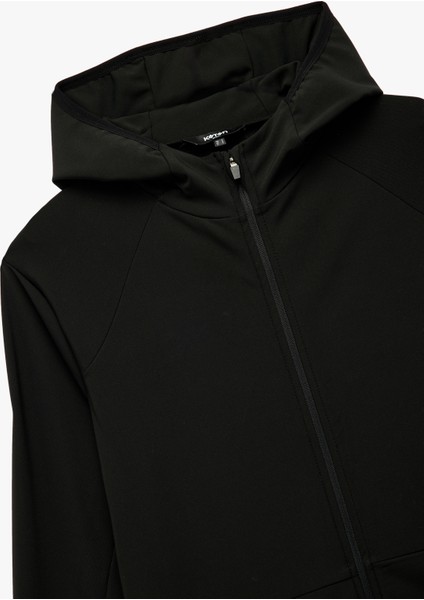 Slim Fit Uzun Kollu Fermuarlı Cep Detaylı Kapşonlu Spor Sweatshirt indirimleri