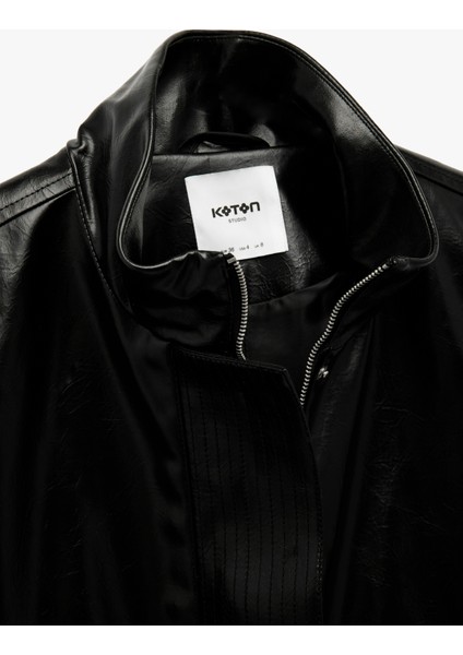 Cepli Fermuarlı Dik Yaka Suni Deri Yelek indirimleri