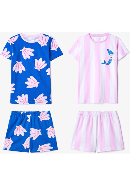 Kız Çocuk Shells Pamuklu 2li Çok Renkli Pijama Takımı