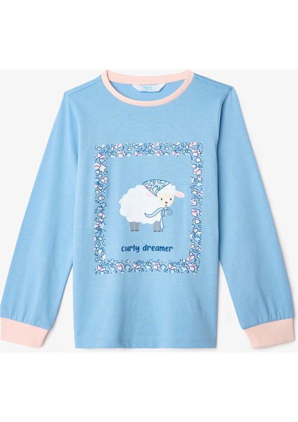 Kız Çocuk Çiçekli On The Lamb 2'li Uzun Kollu Pijama Takımı
