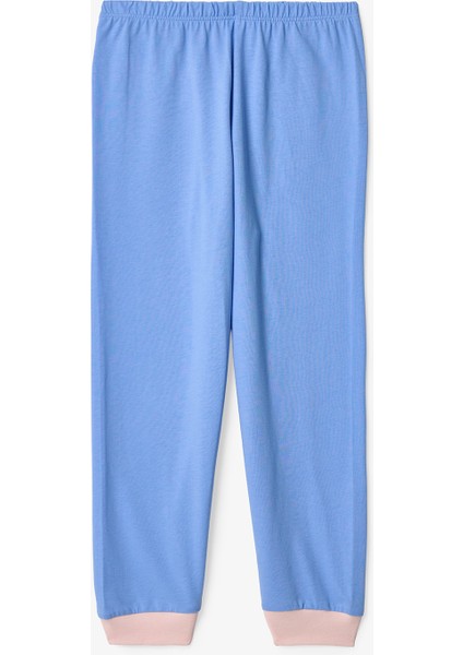 Kız Çocuk Twist Kurdela Desenli Uzun Kollu Pamuklu 2'li Pijama Takımı