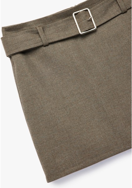 Kemer Detaylı Viskon Karışımlı A Kesim Mini Etek modelleri