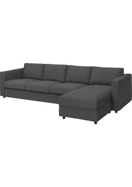 3'lü Kanepe ve Uzanma Koltuğu, Hallarp Gri, Dar Kolçaklı