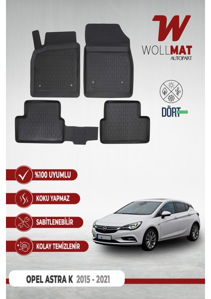 Opel Astra K Paspas 2015 2021 Arası 3D Havuzlu Paspas Seti