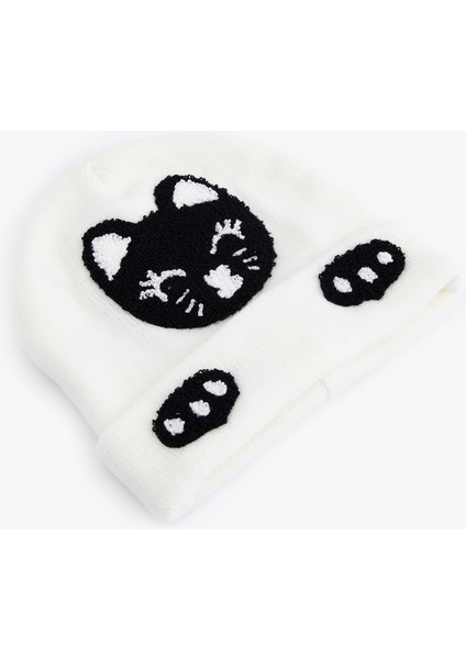 Işlemeli Kedi Desenli Triko Bere fiyatları