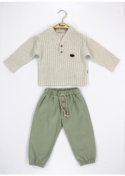 V Yaka Çizgili %100 Pamuk Müslin Kumaş Bebek ve Çocuk Erkek Ikili Takım fiyatları