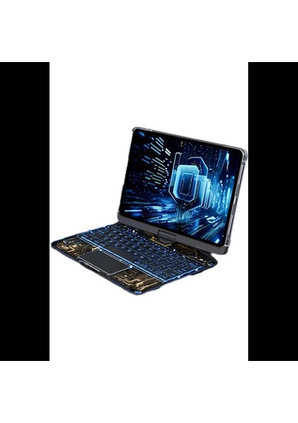 JP12.9 iPad Pro 12.9 (2022) Kılıf Vales Dönen Ledli Klavyeli Tablet Kılıfı - Siyah