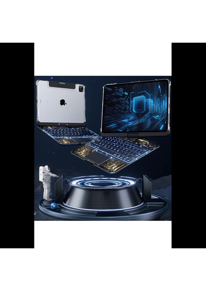 JP12.9 iPad Pro 12.9 (2022) Kılıf Vales Dönen Ledli Klavyeli Tablet Kılıfı - Siyah indirimleri