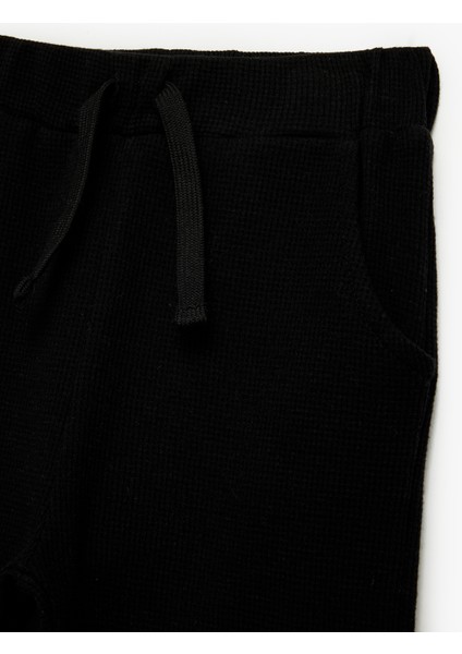 Pamuklu Waffle Dokulu Beli Bağcıklı Jogger Eşofman Altı modelleri