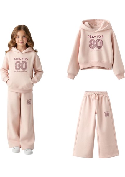 New York Kapüşonlu Kız Çocuk Eşofman Takım