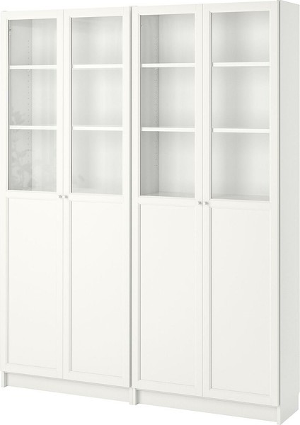 Cam/panel Kapaklı Kitaplık, Beyaz, 160X30X202 Cm, 4 Kapaklı