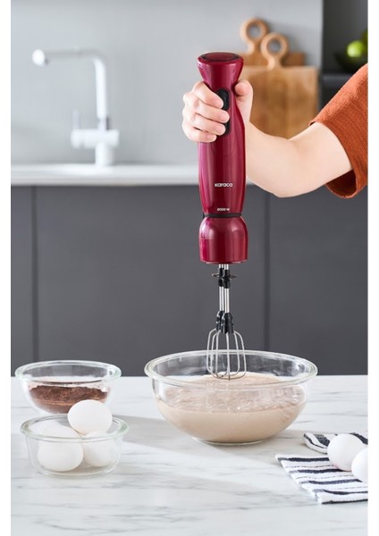 6'lı Çok Amaçlı Mutfak Robotu ve Blender Seti, Kırmızı, 2000 W fırsatları