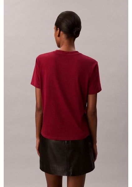 Kadın Regular Kalıp Yazı Baskılı T-Shirt - Bordo fiyatları