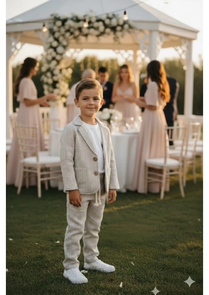 Keten Görünümlü 3'lü Erkek Takım