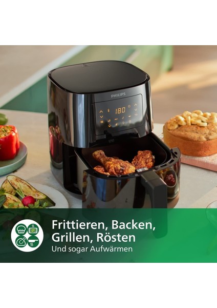 Yüksek Performanslı Yağsız Hava Fritözü, 4,1 L, 1400 W, 7 Programlı Dijital Ekran