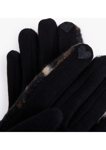 Kalp Işlemeli Leopar Desenli Eldiven modelleri