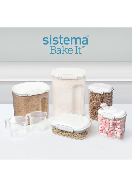 Bakery Pantry Pack 82004 – 5 Parça Hava Geçirmez Saklama Kabı Seti + Ölçü Kabı, Bpa’sız Plastik, Beyaz Kapaklı modelleri
